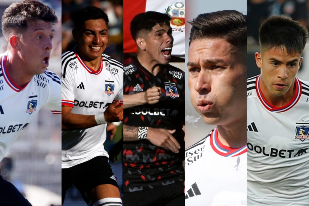 Primer plano a Pablo Parra, Jordhy Thompson, Carlos Palacios, Óscar Opazo y Matías Moya.