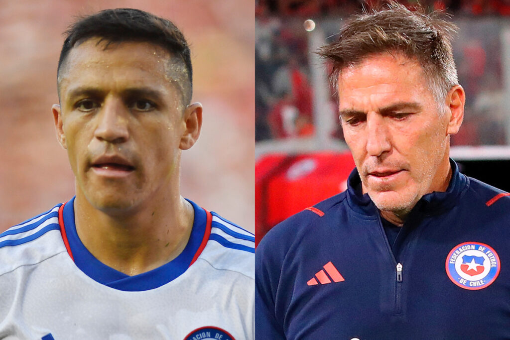 Alexis Sánchez y Eduardo Berizzo con indumentaria de la Selección Chilena.