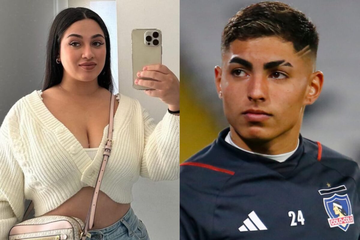 Camila Sepúlveda tomándose una selfie y Jordhy Thompson con indumentaria de Colo-Colo.