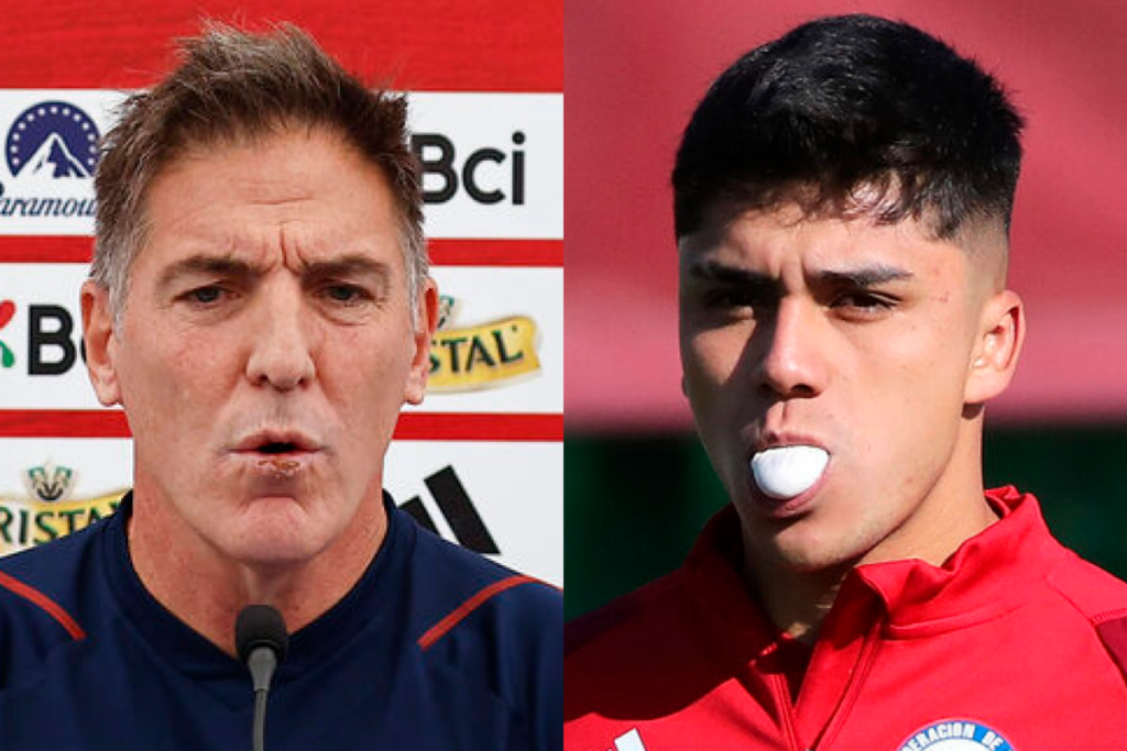 Primer plano al rostro de Eduardo Berizzo y Damián Pizarro, entrenador de la Selección Chilena durante la temporada 2023 y jugador de Colo-Colo, respectivamente.