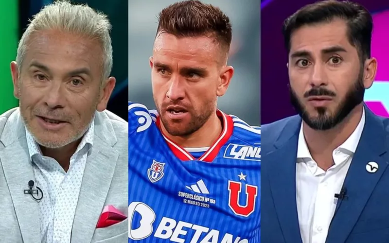 Juvenal Olmos y Johnny Herrera durante un capítulo de TST. Matías Zaldivia con la camiseta de Universidad de Chile.