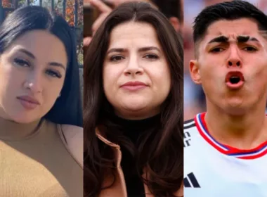 Camila Sepúlveda, Antonia Orellana y Jordhy Thompson serios.