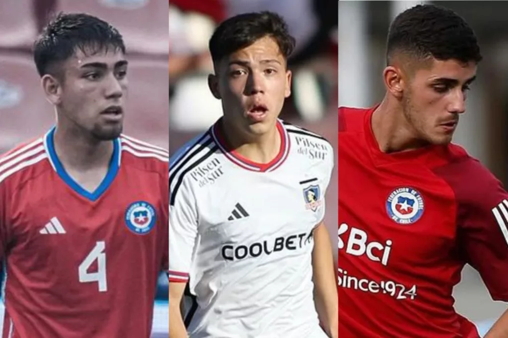 Nicolás Suárez con la Selección Chilena, Leandro Hernández con polera de Colo-Colo y Bruno Gutiérrez entrenando en Juan Pinto Durán.