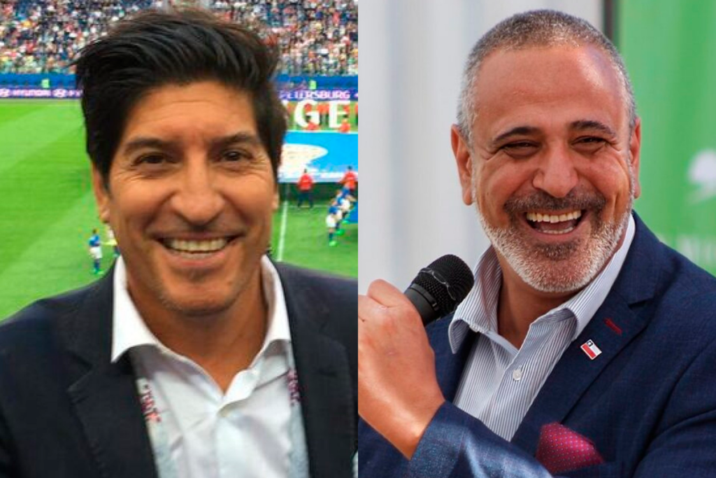 El ex futbolista Iván Zamorano sonriendo en un plano, al igual que Pablo Milad en su rol como presidente de la ANFP.
