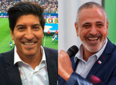 El ex futbolista Iván Zamorano sonriendo en un plano, al igual que Pablo Milad en su rol como presidente de la ANFP.