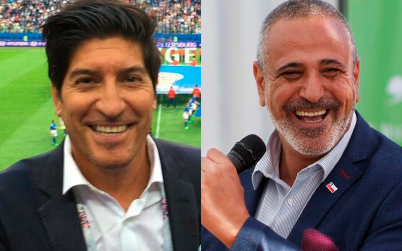 El ex futbolista Iván Zamorano sonriendo en un plano, al igual que Pablo Milad en su rol como presidente de la ANFP.