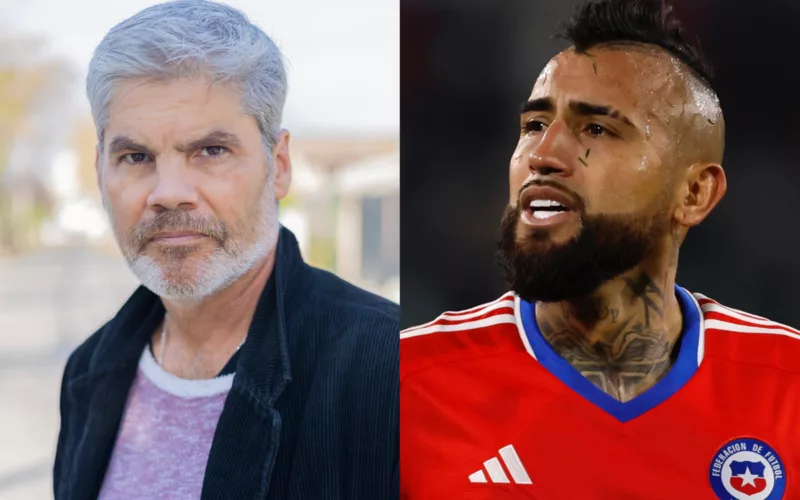 Juan Cristóbal Guarello y Arturo Vidal mirando fijamente.