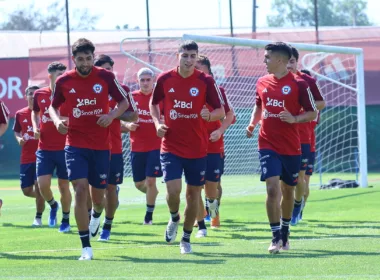 Jugadores de la Selección Chilena Sub 23 entrenando.