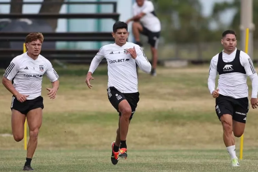 Leonardo Gil, Esteban Pavez y Óscar Opazo entrenando