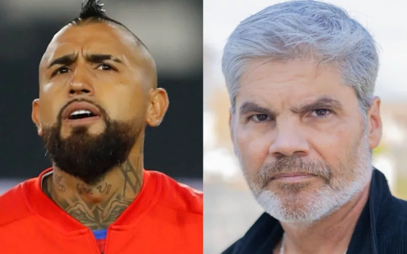 Primer plano a los rostros de Arturo Vidal y Juan Cristóbal Guarello.