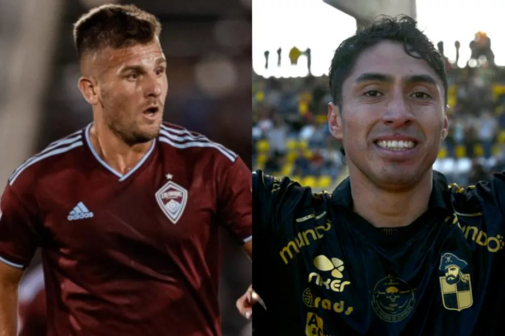 Diego Rubio con la camiseta del Colorado Rapids y Luciano Cabral con indumentaria de Coquimbo Unido.