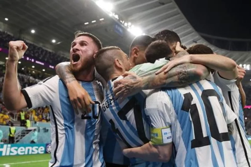 Jugadores de la Selección Argentina celebrando un gol.