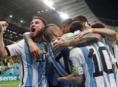 Jugadores de la Selección Argentina celebrando un gol.