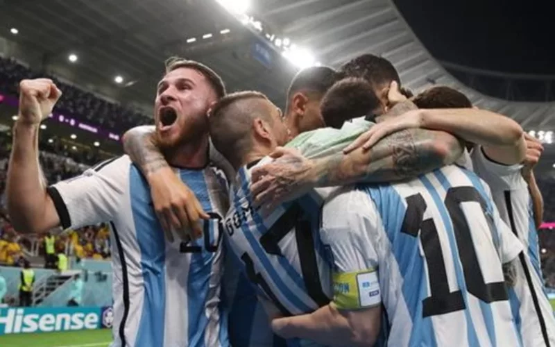 Jugadores de la Selección Argentina celebrando un gol.