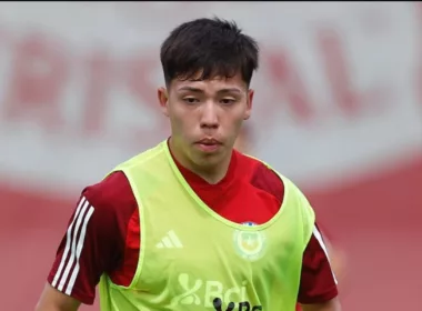 Leandro Hernández entrenando con la Selección Chilena Sub-23.