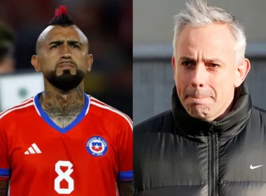 Primer plano a los rostros de Arturo Vidal con la Selección Chilena y Fernando Felicevich