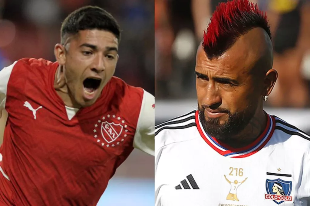 Primer plano a los rostros de Braian Martínez y Arturo Vidal.