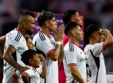 Jugadores de Colo-Colo en el partido frente a Everton de Viña del Mar.