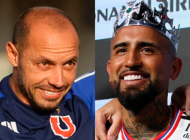 Primer plano al rostro de Marcelo Díaz y Arturo Vidal, flamantes refuerzos de Universidad de Chile y Colo-Colo para la temporada 2024, respectivamente.