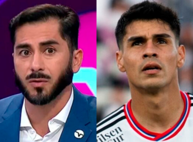 Primer plano a los rostros de seriedad de Johnny Herrera y Erick Wiemberg, ex futbolista de Universidad de Chile y actual jugador de Colo-Colo, respectivamente.