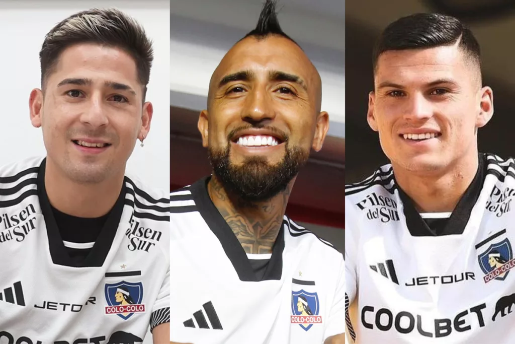 Primer plano de Guillermo Paiva, Arturo Vidal y Lucas Cepeda.