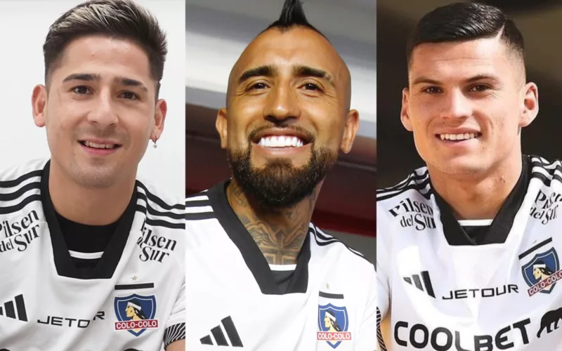 Primer plano de Guillermo Paiva, Arturo Vidal y Lucas Cepeda.