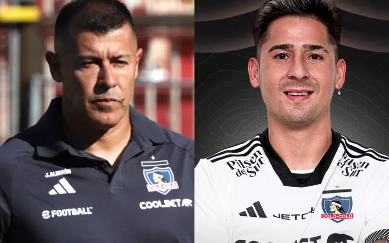 Primer plano de Jorge Almirón y Guillermo Paiva.