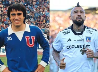 Martín Gálvez con la camiseta de Universidad de Chile. Arturo Vidal con la camiseta de Colo-Colo.