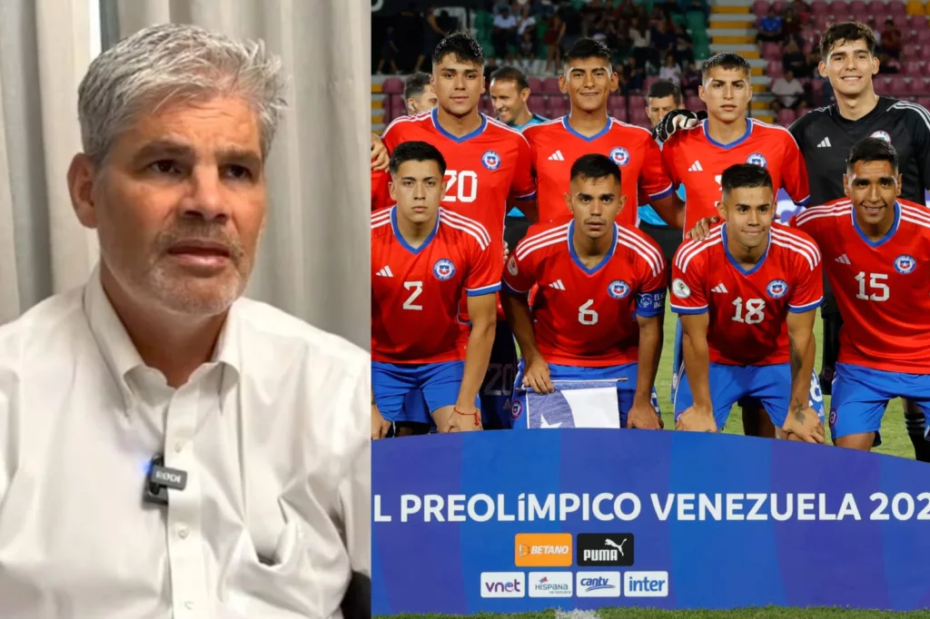 Primer plano a Juan Cristóbal Guarello y la formacióm titular de la Selección Chilena Sub-23
