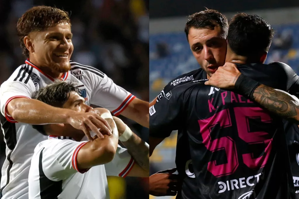 Jugadores de Colo-Colo e Independiente del Valle celebrando un gol