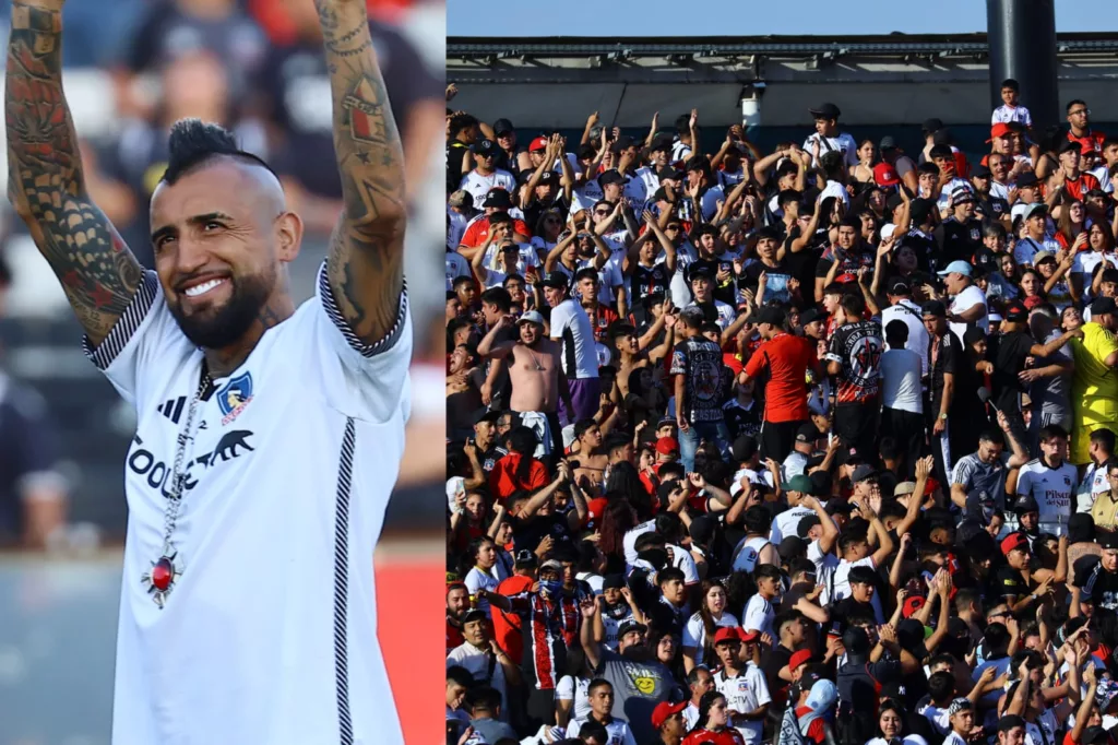 Arturo Vidal saludando al público y la hinchada de Colo-Colo