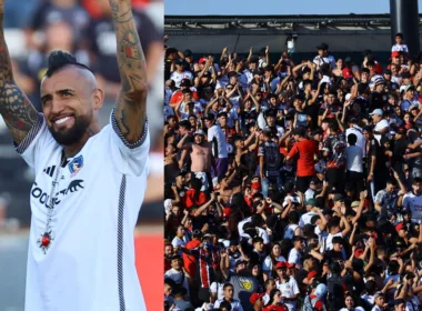 Arturo Vidal saludando al público y la hinchada de Colo-Colo