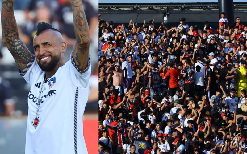 Arturo Vidal saludando al público y la hinchada de Colo-Colo