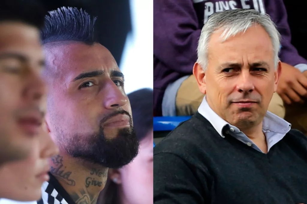 Primer plano a los rostros de Arturo Vidal y Fernando Felicevich