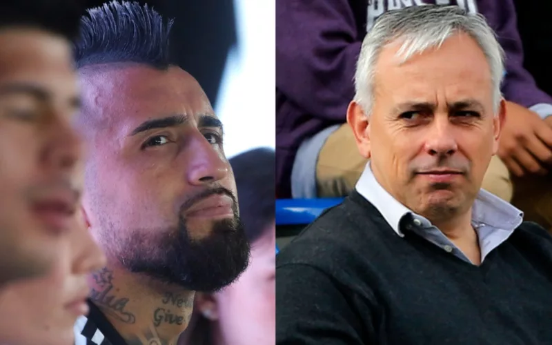 Primer plano a los rostros de Arturo Vidal y Fernando Felicevich