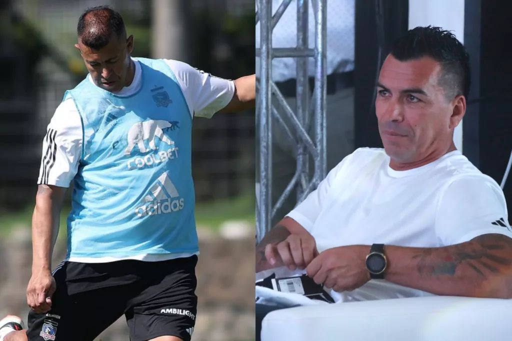 Jorge Almirón entrenando en el Estadio Monumental y Esteban Paredes durante la presentación de la nueva camiseta