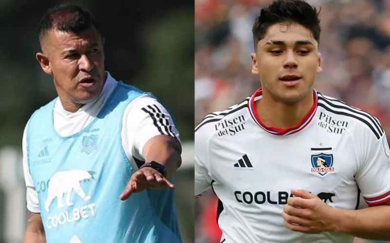 Jorge Almirón en un entrenamiento y Damián Pizarro celebrando un gol con Colo-Colo