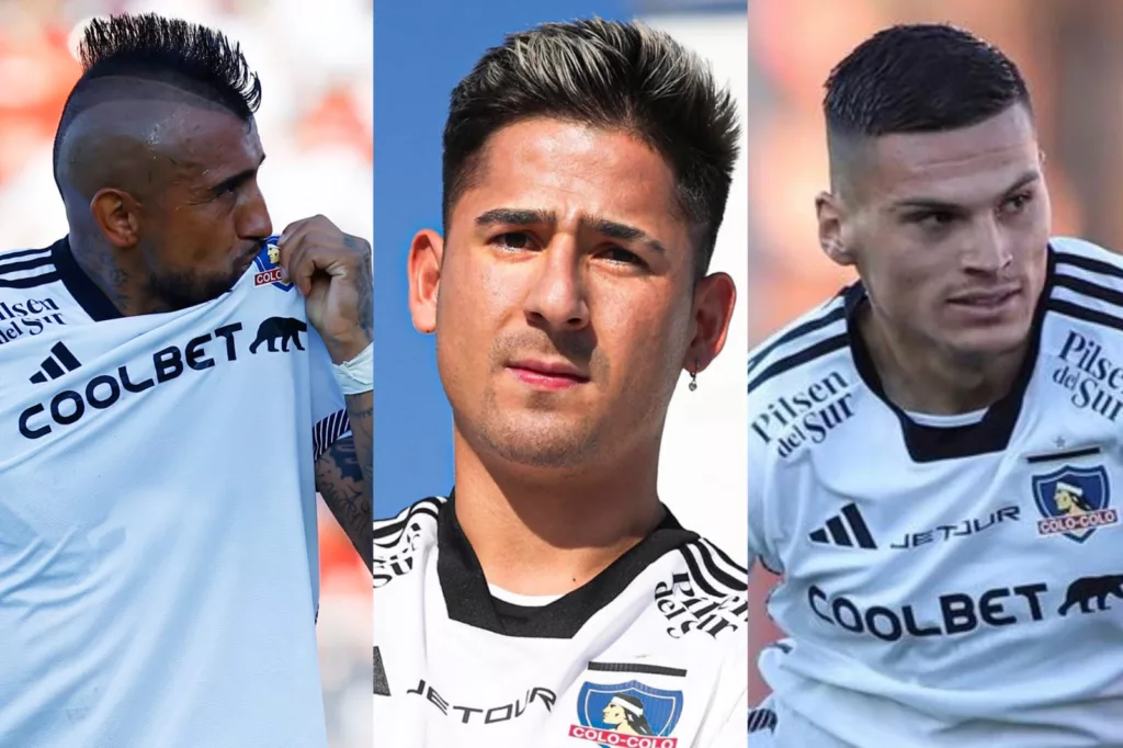 Primer plano a Arturo Vidal, Guillermo Paiva y Lucas Cepeda.