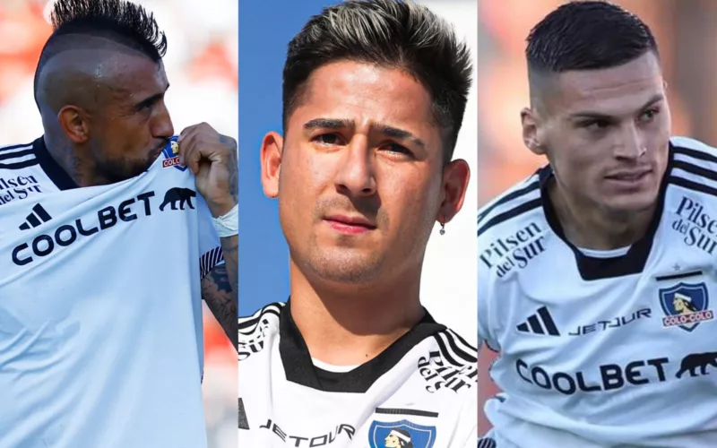 Primer plano a Arturo Vidal, Guillermo Paiva y Lucas Cepeda.