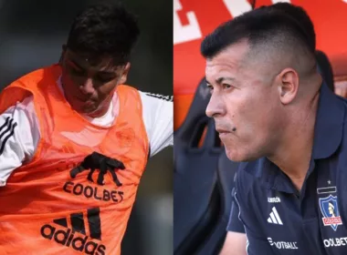 Primer plano a Damián Pizarro en un entrenamiento y Jorge Almirón en la banca de Colo-Colo.