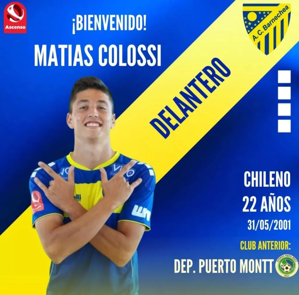 Presentación de Matías Colossi en las redes sociales de Barnechea.