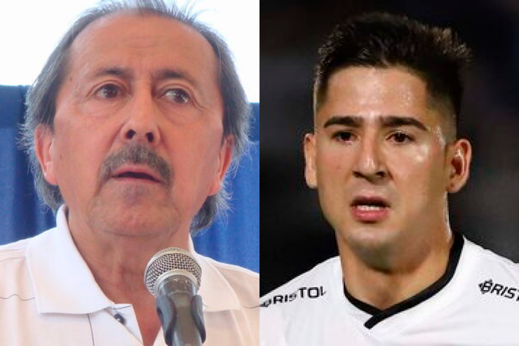 Primer plano a los rostros de Leonardo Véliz y Guillermo Paiva, ex futbolista y nuevo refuerzo de Colo-Colo de cara a la temporada 2024, respectivamente.