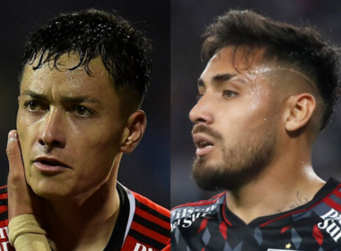 Primer plano a los rostros de Cristián Zavala y Marcos Bolados, futbolistas pertenecientes a Colo-Colo durante la temporada 2024.