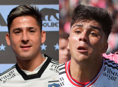 Primer plano a los rostros de Guillermo Paiva y Damián Pizarro, centrodelanteros de Colo-Colo de cara a la temporada 2024.