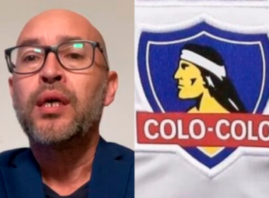 A mano izquierda se puede ver un primer plano al periodista deportivo chileno, Pablo Flamm, mientras que en el sector derecho está la insignia de Colo-Colo.