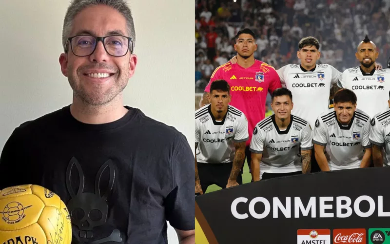 Primer plano de Jorge Gómez 'Pelotazo'. Jugadores de Colo-Colo formados para una foto.