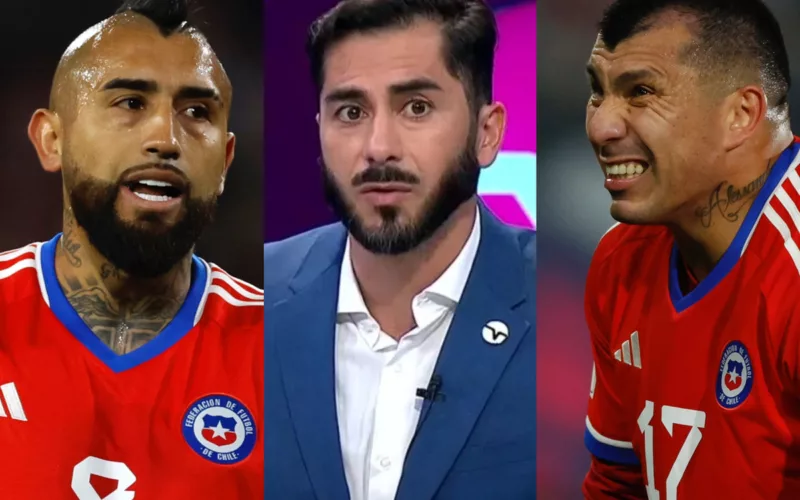 Primer plano de Arturo Vidal, Johnny Herrera y Gary Medel.