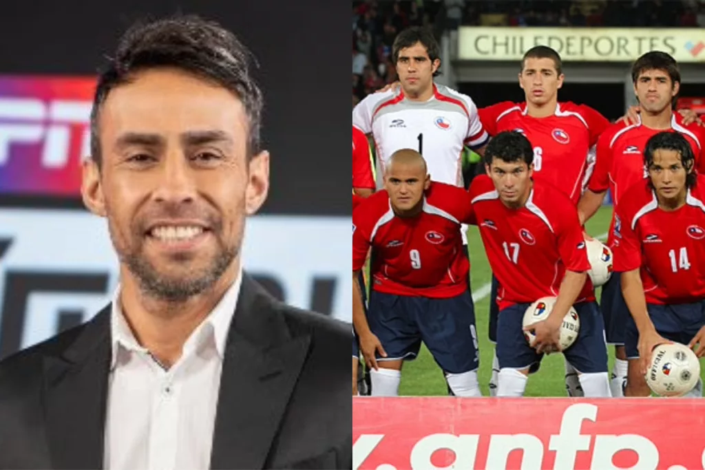 Primer plano de Jorge Valdivia. Jugadores de La Roja posando para una foto.