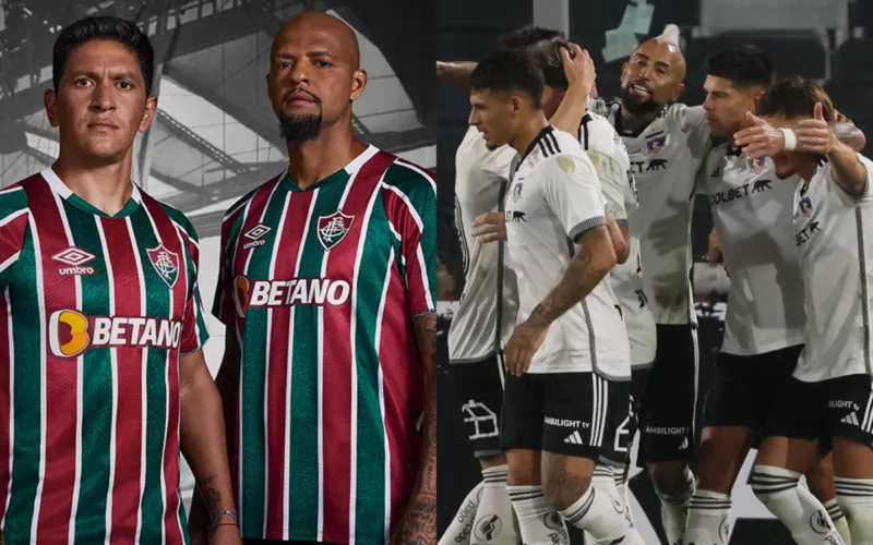 Jugadores de Fluminense serios. Jugadores de Colo-Colo arazándose.