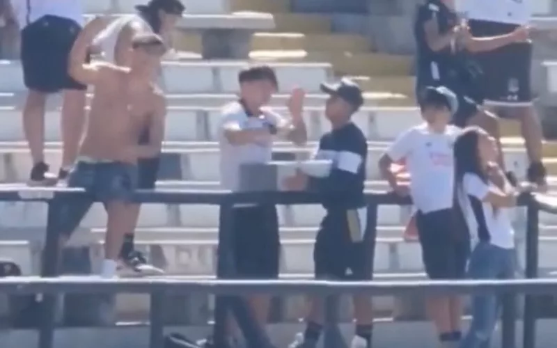 Hinchas de Colo-Colo en el sector Arica del Estadio Monumental.